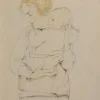 Outlet Pamono Walter Sauer, Mother and Child, Signed Engraving