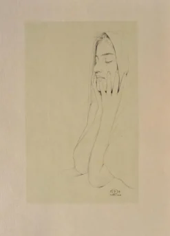 Pamono Walter Sauer, Woman with Closed Eyes, Signed Engraving> Prints & Multiples