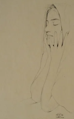 Pamono Walter Sauer, Woman with Closed Eyes, Signed Engraving> Prints & Multiples