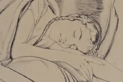Pamono Walter Sauer, Young Woman Sleeping, Signed Engraving><noscript><img width=