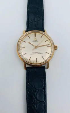 Pamono Watch in 750 Thousandths Gold Hallmarked with Owl Chronometer from Omega><noscript><img width=
