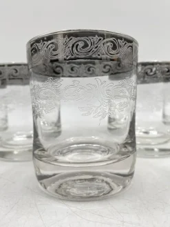 Pamono Water or Whiskey Glasses in Murano Glass with Medici Decor and Platinum Edge, Italy, Set of 5><noscript><img width=