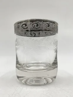 Pamono Water or Whiskey Glasses in Murano Glass with Medici Decor and Platinum Edge, Italy, Set of 5><noscript><img width=