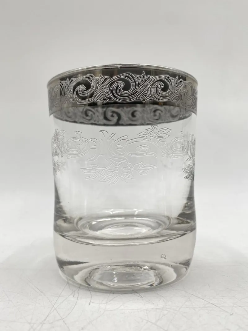 Pamono Water or Whiskey Glasses in Murano Glass with Medici Decor and Platinum Edge, Italy, Set of 5> Glassware
