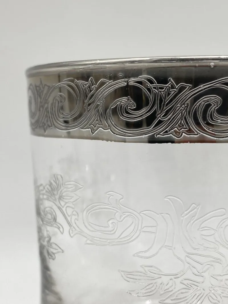 Pamono Water or Whiskey Glasses in Murano Glass with Medici Decor and Platinum Edge, Italy, Set of 5> Glassware