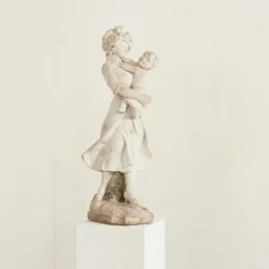 Clearance Pamono Weathered Cast Stone Woman with Child Garden Statue, 1940s
