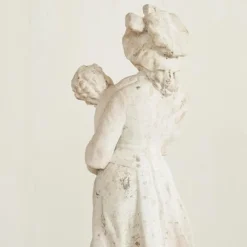 Clearance Pamono Weathered Cast Stone Woman with Child Garden Statue, 1940s