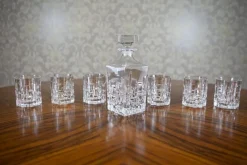 Pamono Whiskey Lowball Glasses and Decanter from RCR Cristalleria Italiana, Set of 7> Tabletop