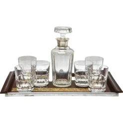 Pamono Whisky Set with Serving Tray from Val Saint Lambert, 1957, Set of 8