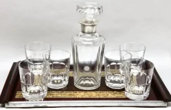 Pamono Whisky Set with Serving Tray from Val Saint Lambert, 1957, Set of 8