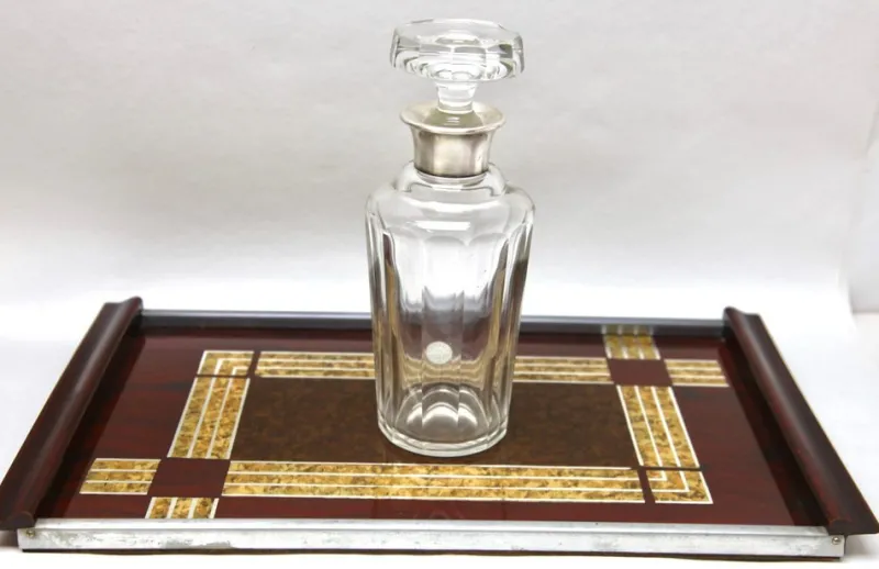 Pamono Whisky Set with Serving Tray from Val Saint Lambert, 1957, Set of 8