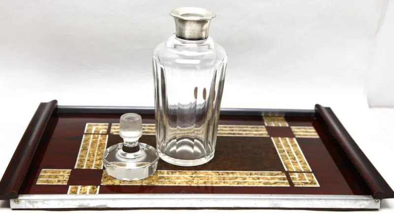 Pamono Whisky Set with Serving Tray from Val Saint Lambert, 1957, Set of 8