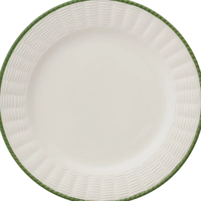 Sale Pamono White & Green Wicker Plates from Este Ceramiche, Set of 6