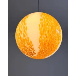 Pamono White and Amber Spots Sphere Pendant Light in Murano Glass by Simoeng><noscript><img width=