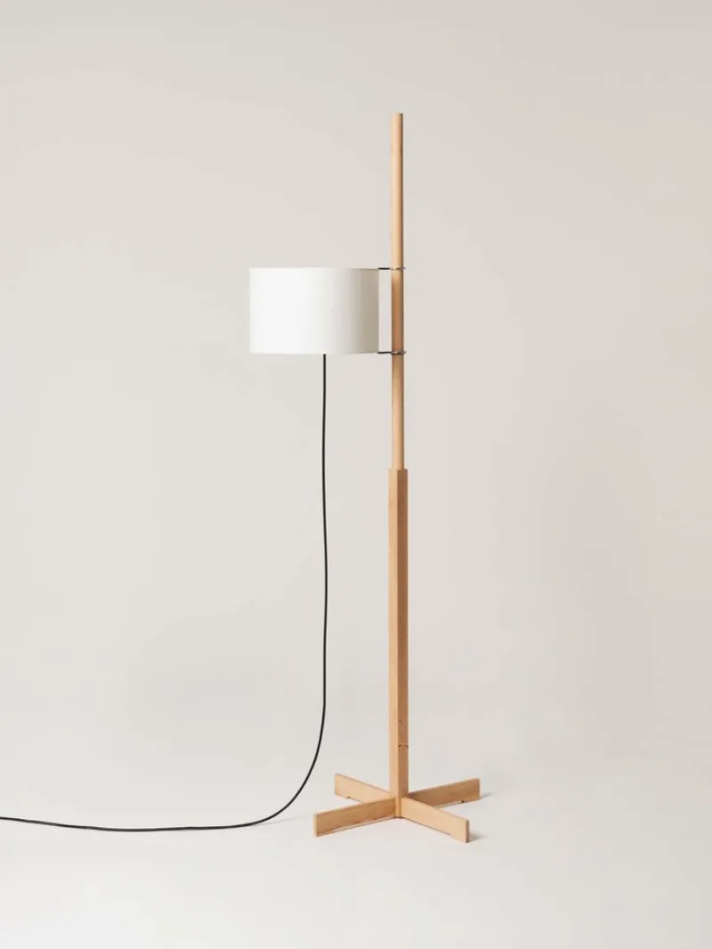 Pamono White and Beech Wood TMM Floor Lamp by Miguel Milá> Floor Lamps