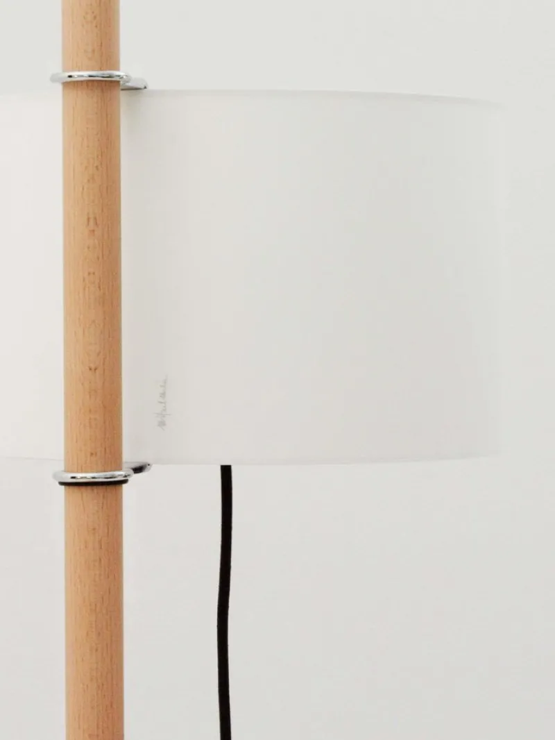 Pamono White and Beech Wood TMM Floor Lamp by Miguel Milá> Floor Lamps