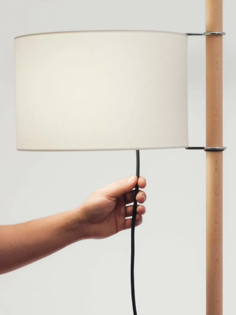 Pamono White and Beech Wood TMM Floor Lamp by Miguel Milá> Floor Lamps