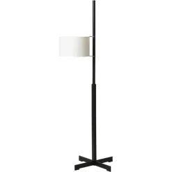 New Pamono White and Black Oak TMM Floor Lamp by Miguel Milá