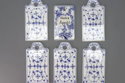 Clearance Pamono White and Blue Porcelain Breakfast Boards, Germany, 1930s, Set of 6