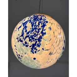 Pamono White and Blue Spots Sphere Pendant Light in Murano Glass by Simoeng><noscript><img width=