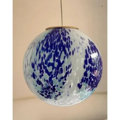 Pamono White and Blue Spots Sphere Pendant Light in Murano Glass by Simoeng><noscript><img width=