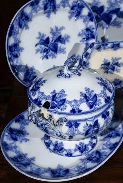 Pamono White and Blue Table Service, Set of 40><noscript><img width=