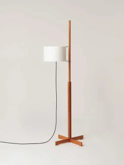 Pamono White and Cherry Wood TMM Floor Lamp by Miguel Milá> Floor Lamps
