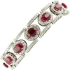Pamono White and Gold Link Bracelet with Diamonds and Rubies> Bracelets