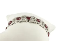 Pamono White and Gold Link Bracelet with Diamonds and Rubies> Bracelets