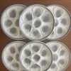 Pamono White and Gray Oyster Plate Set from Moulin Des Loups, Set of 6> Dinner Plates & Bowls