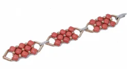 Clearance Pamono White and Rose Gold Bracelet with Coral and Diamonds
