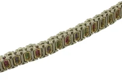 Pamono White and Rose Gold Link Bracelet with White Diamonds and Rubies><noscript><img width=