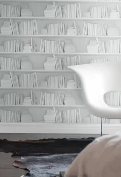 Online Pamono White Bookshelf Wallpaper