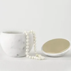 Online Pamono White Carrara Marble and Brass Mirror Apple Box