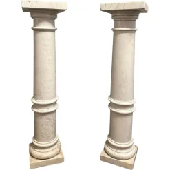 Best Pamono White Carrara Marble Pedestals, 1890s, Set of 2