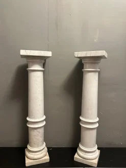 Best Pamono White Carrara Marble Pedestals, 1890s, Set of 2