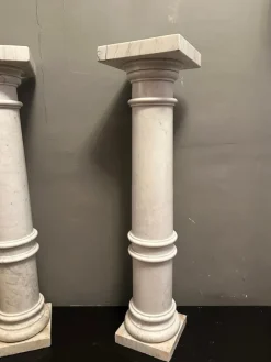 Best Pamono White Carrara Marble Pedestals, 1890s, Set of 2