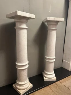 Best Pamono White Carrara Marble Pedestals, 1890s, Set of 2
