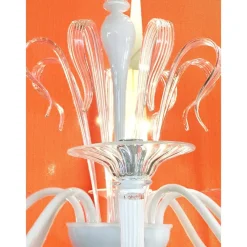 Pamono White Chandelier with Transparent Leaves in Murano Glass by Simoeng><noscript><img width=