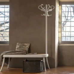 Pamono White Coat Rack with Bench