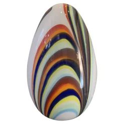 Hot Pamono White Egg Lamp in Murano Style Glass with Multicolored Reeds from Simoeng