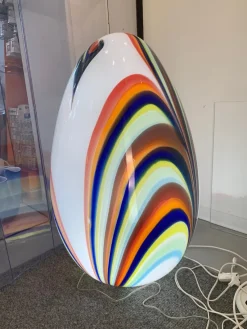 Hot Pamono White Egg Lamp in Murano Style Glass with Multicolored Reeds from Simoeng