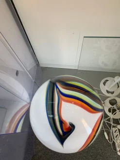 Hot Pamono White Egg Lamp in Murano Style Glass with Multicolored Reeds from Simoeng