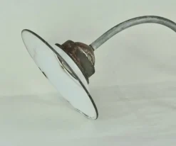 Best Pamono White Enameled Metal Garden Light, 1940s