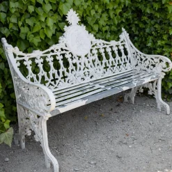 Pamono White Garden Bench in Cast Iron> Garden Seating