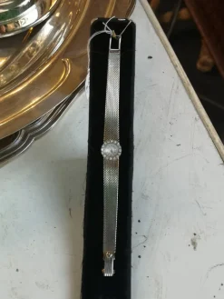 Outlet Pamono White Gold and Diamonds Women Wrist Watch by Gubelin, Made in Swiss, 1950s