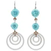Pamono White Gold and Rose Gold Earrings with Turquoise, White Agate and Diamonds, Set of 2> Earrings