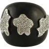 Online Pamono White Gold Band Fashion Ring with Ebony and Diamonds