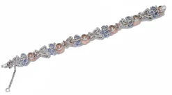 Pamono White Gold Bracelet with Coral and Sapphires and Diamonds><noscript><img width=