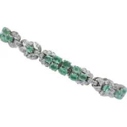 Discount Pamono White Gold Bracelet with Emeralds and Diamonds